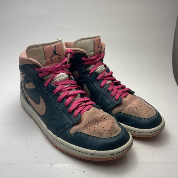 Wmns Air Jordan 1 Mid Dark Teal Green BQ6472-308 Womens 9 (Pink laces, read) - Picture 2 of 16